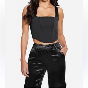 Guess Black Satin Corset - Size S